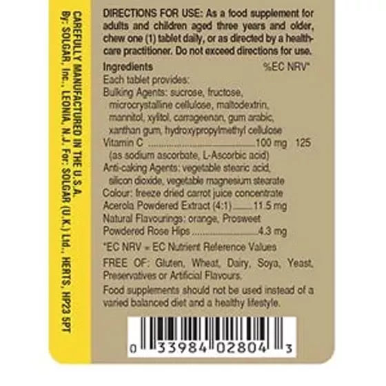 Solgar Kangavites Chewable Vitamin C x90 Tablets