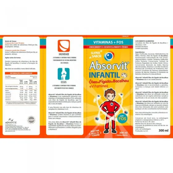 Absorvit Infantil Codfish Liver Oil + Vitamins Emulsion 300ml