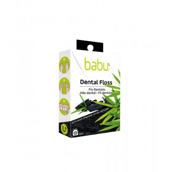 Babu Dental Floss With Activated Charcoal, Box 1 pc(s) 50 M