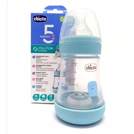 Chicco Feeding Bottle Perfect5 Blue 150ml Slow Silicone
