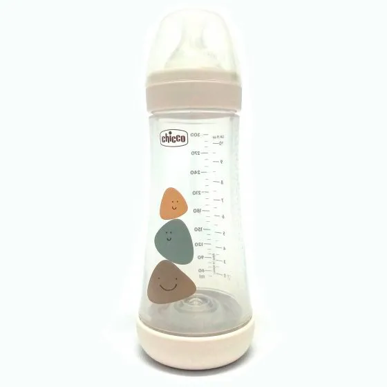 Chicco Perfect5 Feeding Bottle White 300ml Fast Silicone
