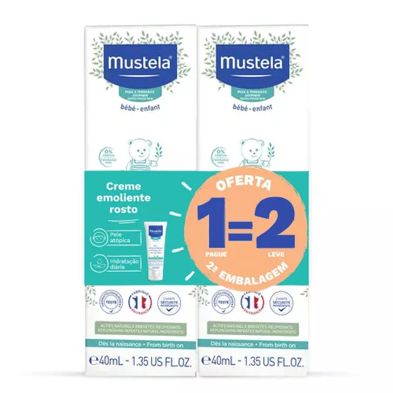 Mustela Stelatopia Duo Emollient Face Cream 2 x40ml With Free 2nd Package Offer