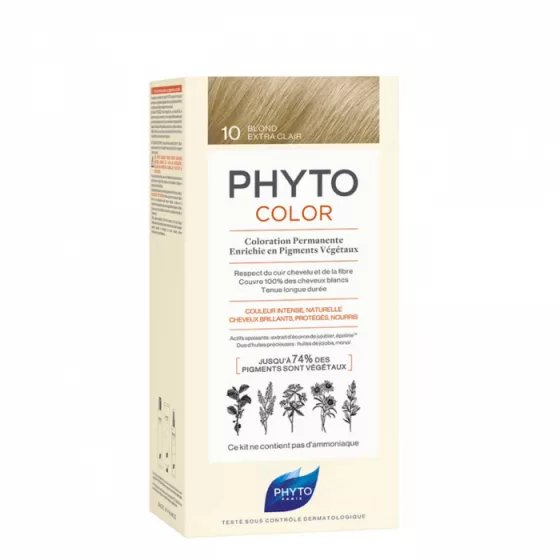 Phyto Phytocolor Permanent Hair Color without Ammonia Shade 10 Natural Blonde
