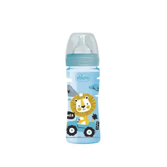 CHICCO BABY BOTTLE WELL BEING BLUE SILICONE MEDIUM FLOW 2M+ 250ML