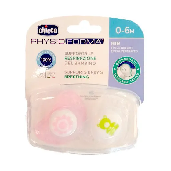 Chicco Soother Physio Air Pink Silicone 0-6 Meses x2