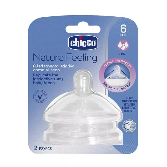 Chicco NaturalFeeling Silicone Teat 6M+ x2