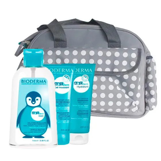 Bioderma Abcderm Maternity Suitcase H2O Micellar Water 1L + Gel Moussant 200ml + Moisturizing Milk 200ml