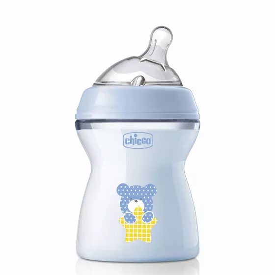 Chicco Chicco 250ml Wellbeing Medium Flow Feeding Bottle for Baby Blue 