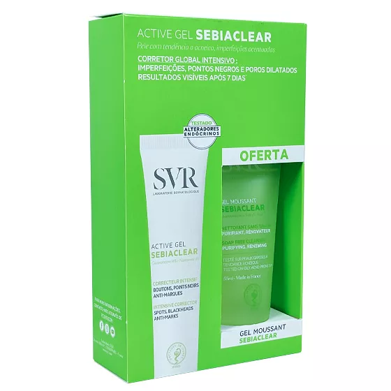 SVR Sebiaclear Active Intensive Corrector Gel-Cream 40ml + Cleansing Moussant Gel without Soap 55ml Coffret