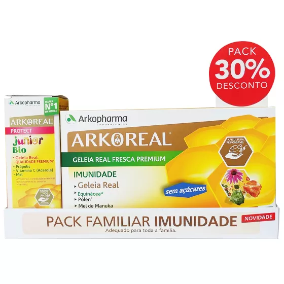 Arkopharma Arkoreal Family Immunity Pack Fresh Royal Jelly Premium Monodoses 20 x 15ml + Arkoreal Protect Junior Bio Oral Solution 140ml with 30% Discount