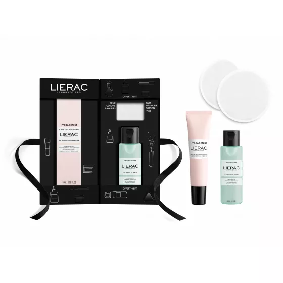 Lierac Hydragenist Eye Care Set 15ml + Cleansing Water 15ml + 2 Reusable Cotton Pads