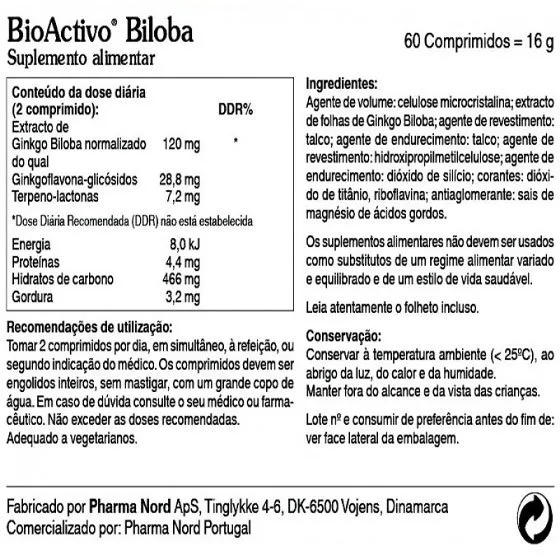 Bioactivo Biloba Bioactive x60 Tablets