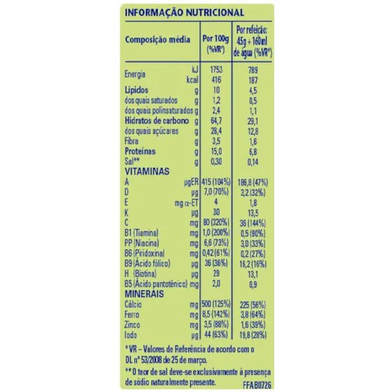 Farinha Cerelac Não Láctea Bolacha Maria 250g