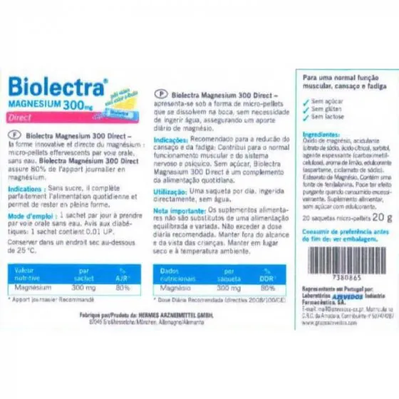 Biolectra Magnesium 300 Direct 20 Sachets