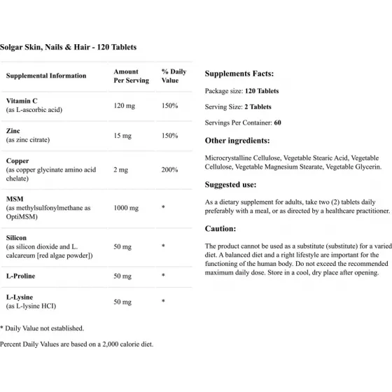 Solgar Skin, Nails And Hair x120 Capsules