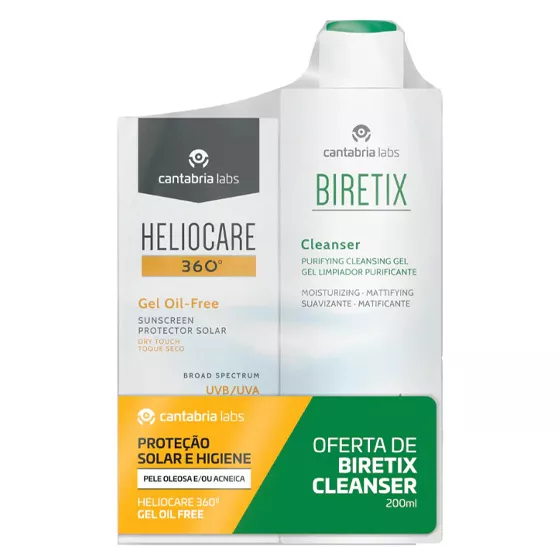Heliocare 360 Oil-Free Gel SPF50 50ml + Biretix Cleanser 200ml