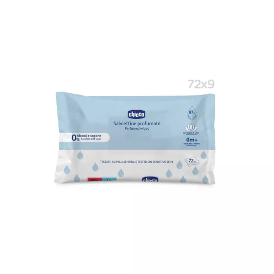 Chicco Perfumed Wipes 0% Alcohol Pack of 72 x 9