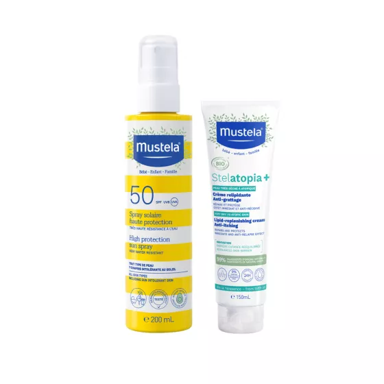 Mustela Kit Mala Praia Spray SPF50+ (200ml) + Creme Stelatopia+ (150ml)