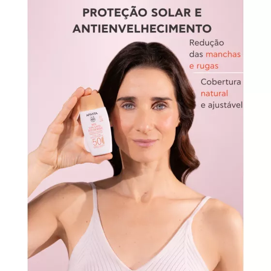 Apivita Bee Sun Safe Daily Age Repair Fluido com Cor SPF50 50ml