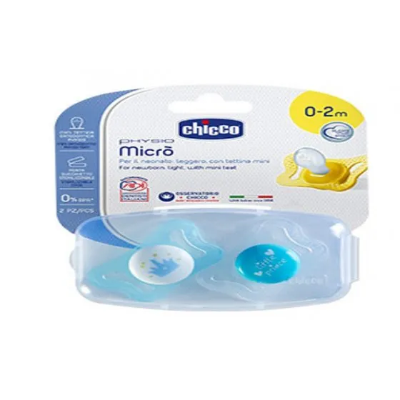 Chicco Soother Physio Micro Silicone Blue 0-2M x2
