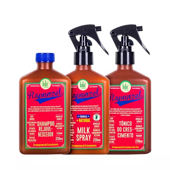 Lola Cosmetics Rapunzel Rejuvenating Shampoo 250ml + Growth Tonic 250ml + Leave-In Conditioner Milk Spray 250ml